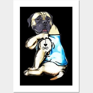 Funny English Mastiff Dog I Love Dad Tattoo English Mastiff Lover Gift Mug Posters and Art